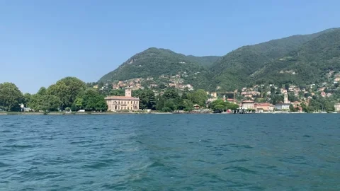 Skyline  of Cernobbio town. Panoramic view of Lago di Como lake Stock-Footage 166586027