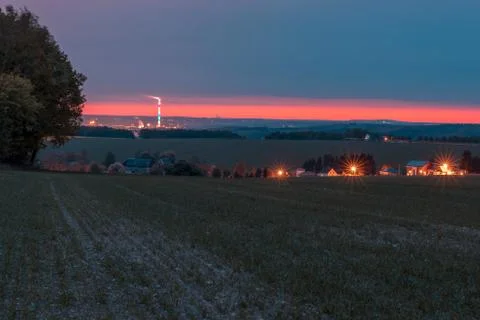 Skyline from Chemnitz at night. Stock Photos