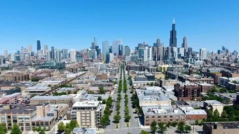 Skyline Chicago randolph westside Stock Footage 81796227