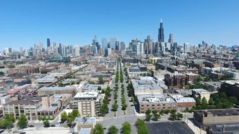 Skyline Chicago randolph westside Stock Footage 81986524