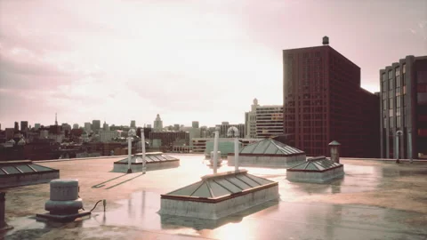 Skyline of the City with grey clouds during stormy autumn season Video stock 233008097
