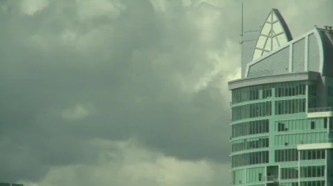 Skyline condo, credit roll offset frame Stock Footage