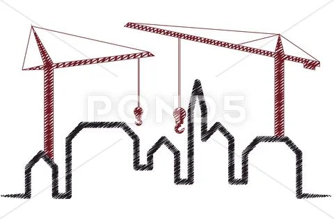 Skyline crane Stock Illustration