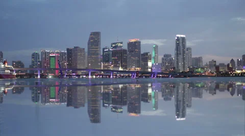Skyline Day to Night Miami Timelpase 4K Stock Footage