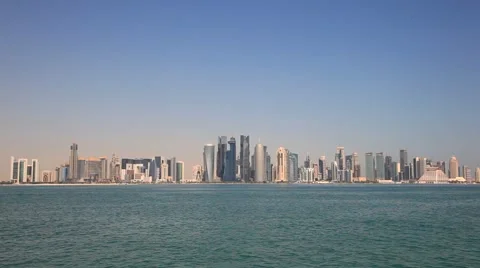 Skyline of Doha downtown Stock Footage 57754563
