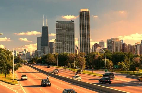 Skyline of Downtown Chicago Stock Photos