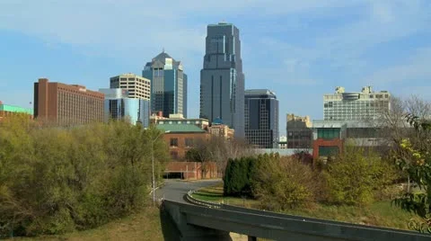 Skyline downtown KC exit Stock Footage 12684564