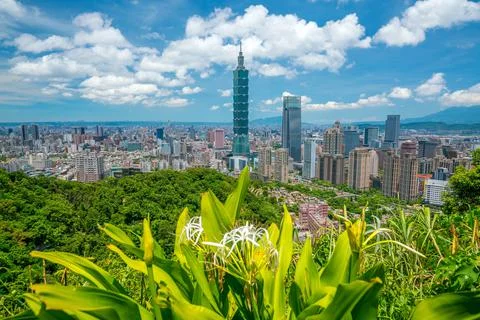 Skyline of downtown Taipei in Taiwan Stock Photos