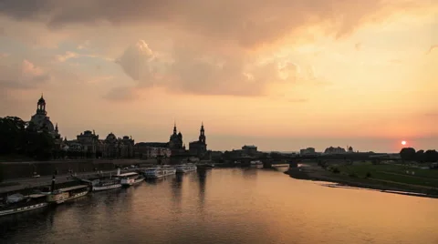 The Skyline of Dresden (Germany) at Sunset Stock Footage 40427461