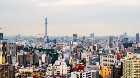 Skyline in the evening. Cloudy sky over urban area in Bunkyo, Tokyo, Japan Stock Footage 99264188
