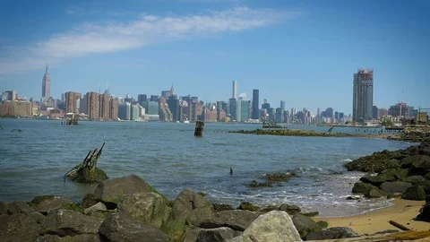 SKYLINE WITH FERRY Stock Footage 77594471