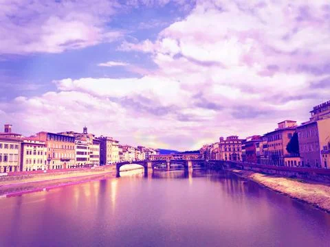 Skyline of Florence with the river Arno. Stock Photos