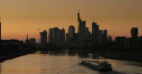 Skyline of Frankfurt Stock Footage 73354769
