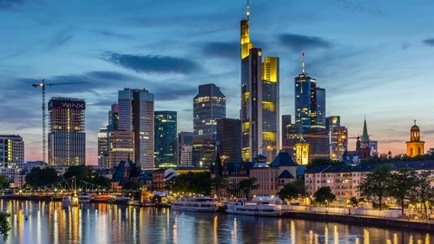 Skyline of Frankfurt Stock Footage 84299952