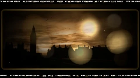 Skyline holding as sun shifting causing bokeh drifting birds rising showing time Stock Footage 340750814