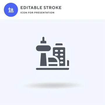 Skyline icon vector, filled flat sign, solid pictogram isolated on white, log Illustrazione stock