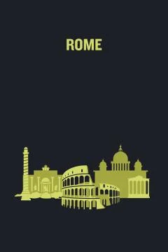 Skyline illustration of Rome. Flat vector design. Illustrazione stock
