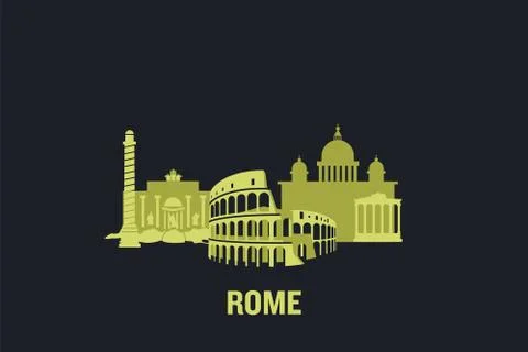 Skyline illustration of Rome. Flat vector design. Illustrazione stock