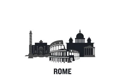 Skyline illustration of Rome. Flat vector design. Illustrazione stock