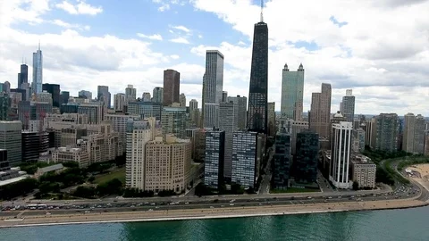 Skyline lake buildings Stock Footage 80897092