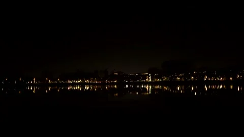 Skyline lights at night Stock Footage 145158071