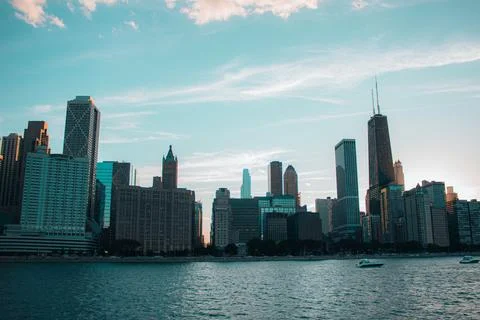 Skyline of the Loop community area of Chicago, Illinois, USA Stock Photos