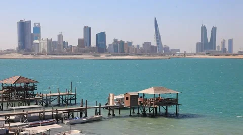 Skyline of Manama, Bahrain Stock Footage 57709769