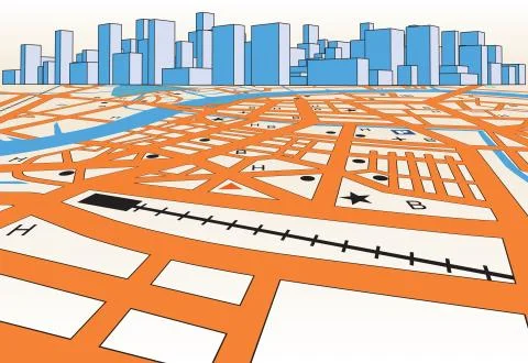 Skyline map Stock Illustration