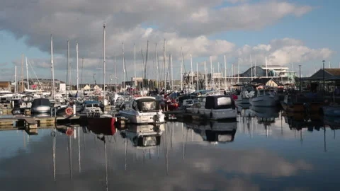 Skyline of marina at Plymouth, Devon, UK Stock Footage 141071753