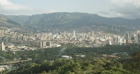 Skyline Medellin at sunset Stock Footage 86150391