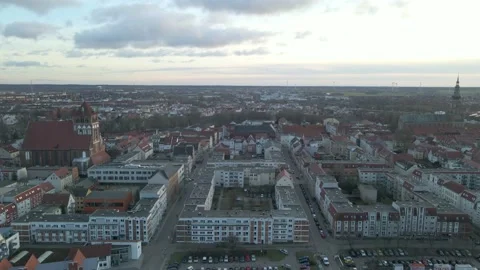 Skyline of a medium sized city Stock Footage 147407047