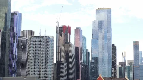 Skyline Melbourne  from landside Stock Footage 237244578