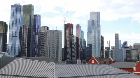 Skyline Melbourne zooming in Stock Footage 237244632
