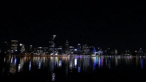 Skyline at night, Perth, Australia Stock Footage 93580074