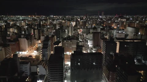 Skyline night time Osaka Stock Footage 283374555
