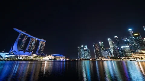 The skyline at night (wide angle view) Stock Footage 102241372