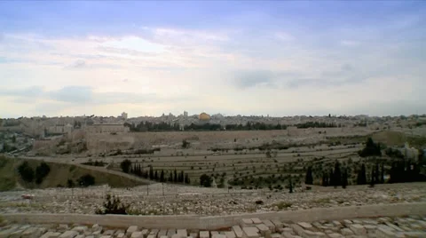Skyline of the Old City of Jerusalem Stock Footage 10875323