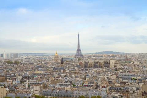 Skyline of paris with eiffel tower Stock Photos