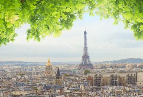 Skyline of Paris with eiffel tower Stock Photos