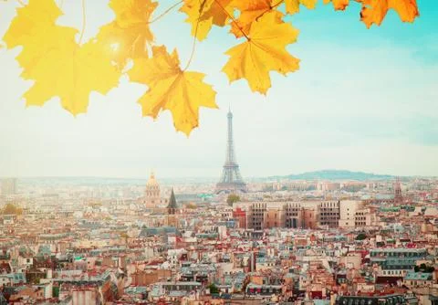 Skyline of Paris with eiffel tower Stock Photos