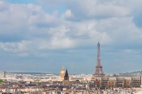 Skyline of Paris with eiffel tower Stock Photos
