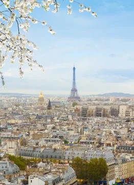 Skyline of Paris with eiffel tower Stock Photos