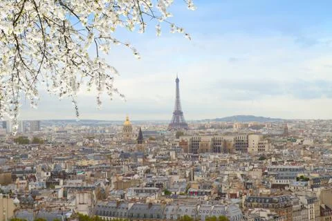 Skyline of Paris with eiffel tower Stock Photos