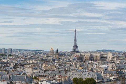 Skyline of Paris with eiffel tower Stock Photos