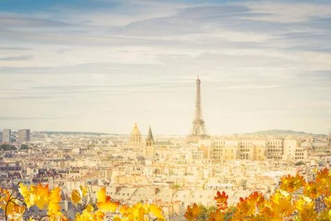 Skyline of Paris with eiffel tower Stock Photos