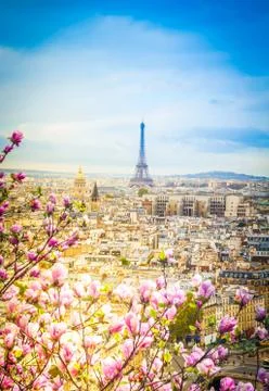 Skyline of Paris with eiffel tower 스톡 사진