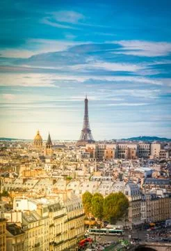 Skyline of Paris with eiffel tower Stock Photos