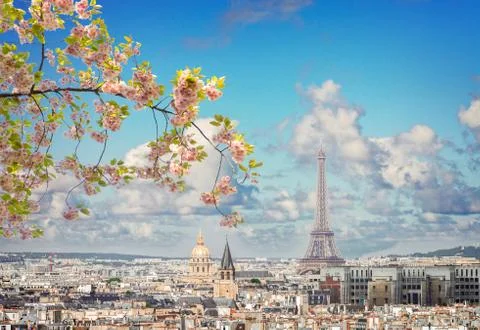 Skyline of Paris with eiffel tower Stock Photos