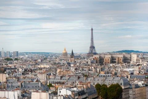 Skyline of Paris with eiffel tower Stock Photos