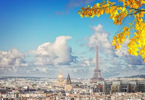 Skyline of Paris with eiffel tower Stock Photos